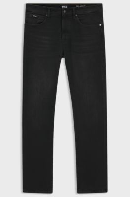 Delaware slim-fit jeans in black stretch denim, Dark Grey