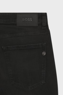 Delaware slim-fit jeans in black stretch denim, Dark Grey