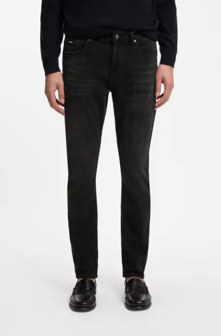 Delaware slim-fit jeans in black stretch denim