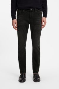 Delaware slim-fit jeans in black stretch denim, Dark Grey