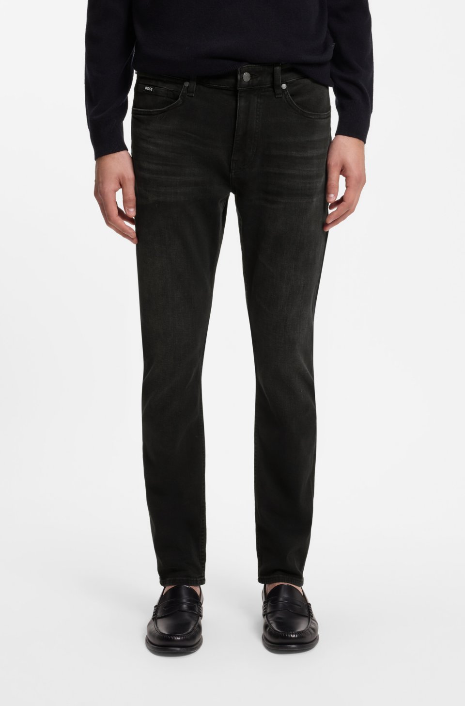 Delaware slim-fit jeans in black stretch denim