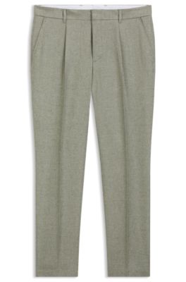 Pleat-front trousers in a linen blend, Light Green