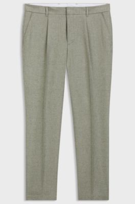 Pleat-front trousers in a linen blend, Light Green