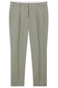 Pleat-front trousers in a linen blend, Light Green