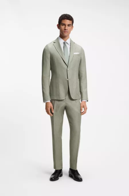 Pleat-front trousers in a linen blend