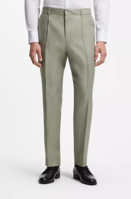 Pleat-front trousers in a linen blend