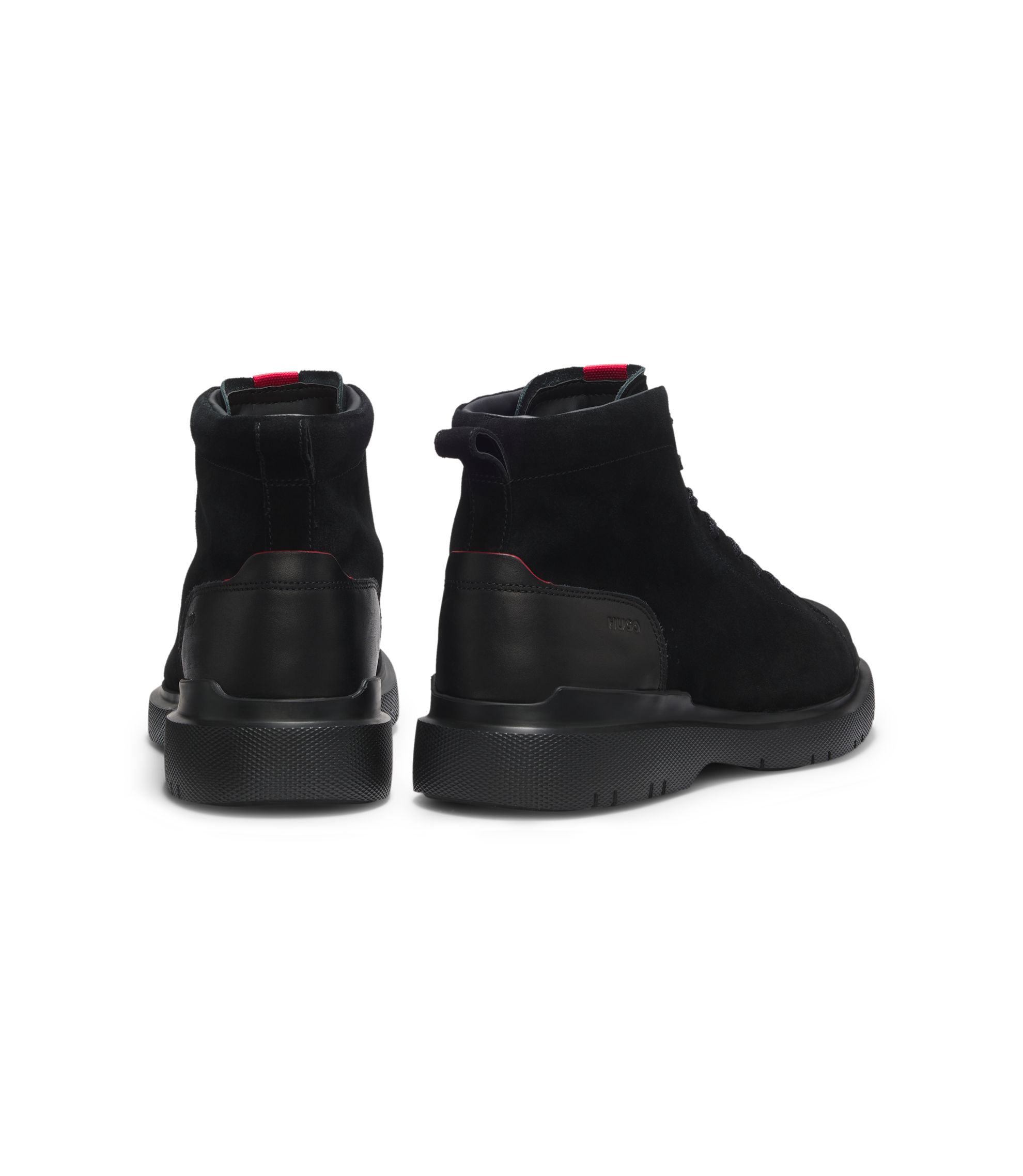 HUGO - Half boots in suede with leather trims - Black