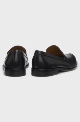Leather loafers with penny trim, Black