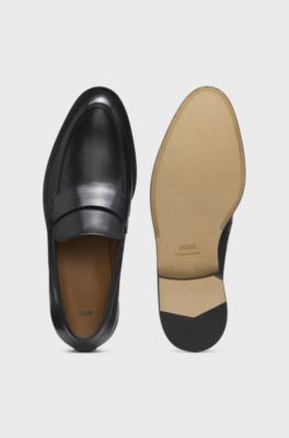Leather loafers with penny trim, Black