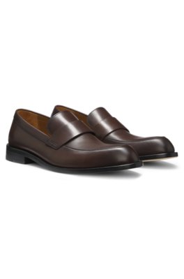 Leather loafers with penny trim