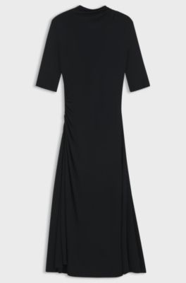 Matte-jersey dress with draped details, Dark Blue