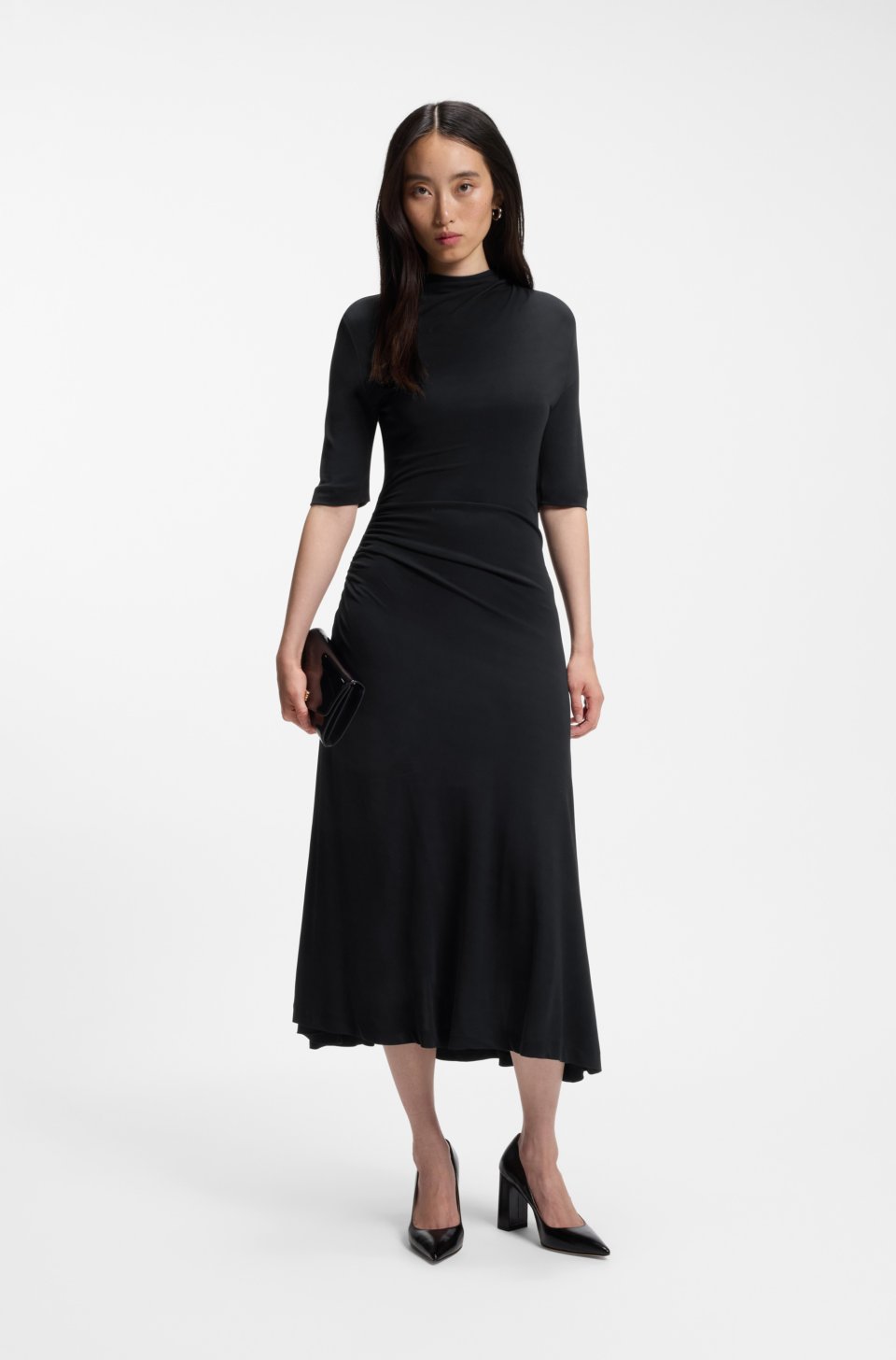 Matte-jersey dress with draped details
