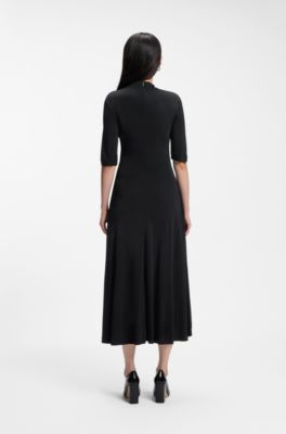Matte-jersey dress with draped details, Dark Blue