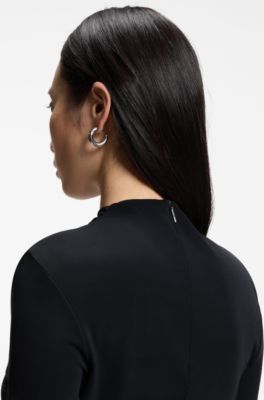 Matte-jersey dress with draped details, Dark Blue