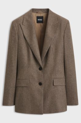Slim-fit textured blazer, Brown Patterned