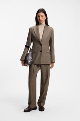 Slim-fit textured blazer, Brown Patterned