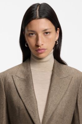 Slim-fit textured blazer, Brown Patterned