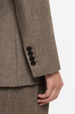 Slim-fit textured blazer, Brown Patterned
