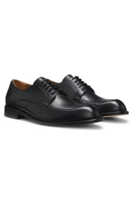 Leather Derby shoes with embossed logo, Black
