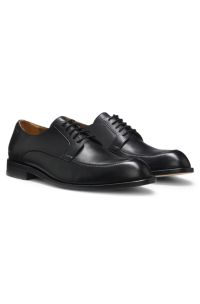 Leather Derby shoes with embossed logo, Black
