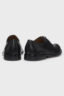 Leather Derby shoes with embossed logo, Black