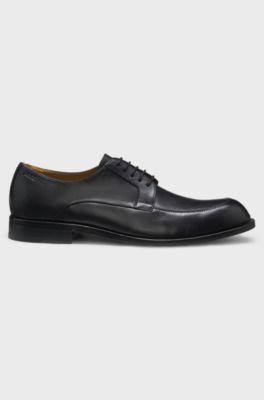 Leather Derby shoes with embossed logo, Black