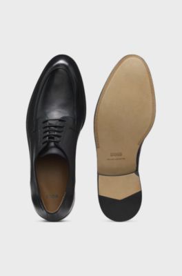 Scarpe Derby in pelle con logo goffrato, Nero