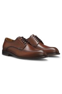 Leather Derby shoes with embossed logo, Brown
