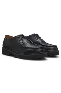 Moccasin-inspired Derby shoes in tumbled leather, Black