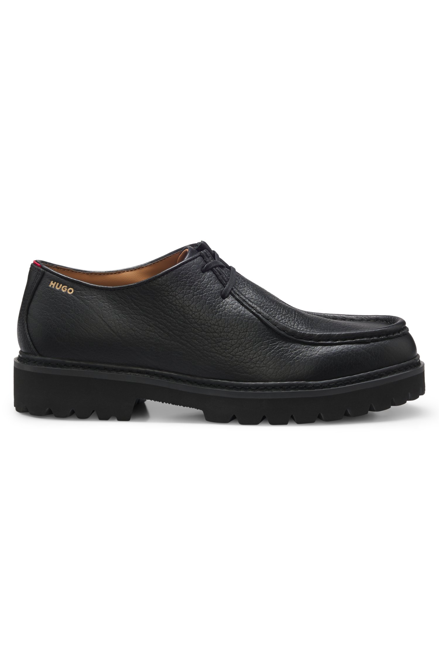 Hugo Moccasin-inspired Derby shoes in tumbled leather snörskor herr – bild 3
