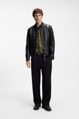 Moccasin-inspired Derby shoes in tumbled leather, Black