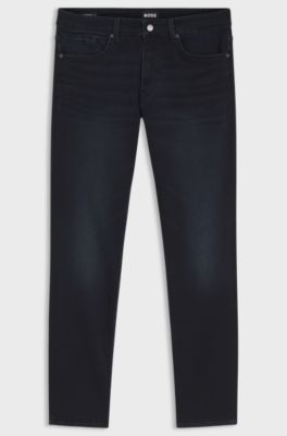 Delaware slim-fit jeans in knitted indigo stretch denim, Dark Blue