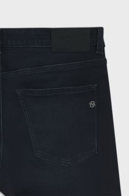 Delaware slim-fit jeans in knitted indigo stretch denim, Dark Blue