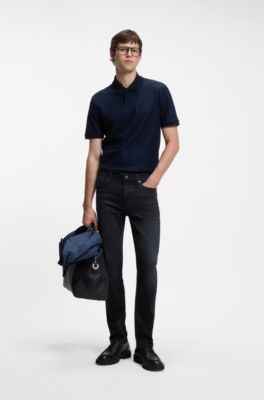 Delaware slim-fit jeans in knitted indigo stretch denim, Dark Blue