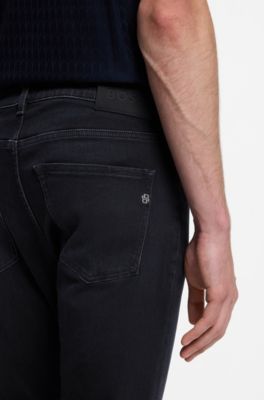 Delaware slim-fit jeans in knitted indigo stretch denim, Dark Blue