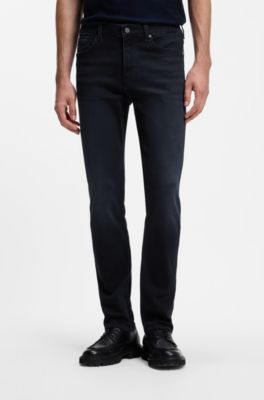 Delaware slim-fit jeans in knitted indigo stretch denim, Dark Blue