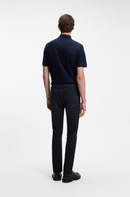 Delaware slim-fit jeans in knitted indigo stretch denim, Dark Blue