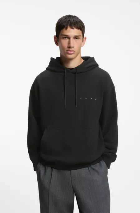 Cotton hoodie with spaced-out logo and back graphic