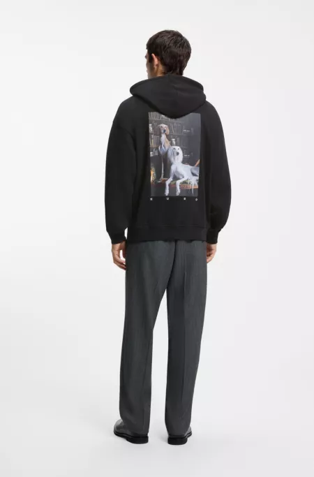 Cotton hoodie with spaced-out logo and back graphic