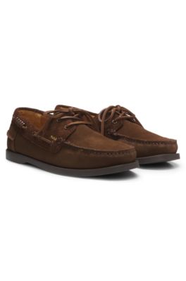 Boat shoes in mixed suedes, Brown