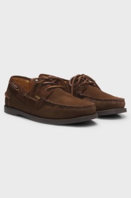 Boat shoes in mixed suedes, Brown