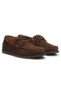 Boat shoes in mixed suedes, Brown