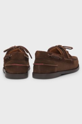 Boat shoes in mixed suedes, Brown