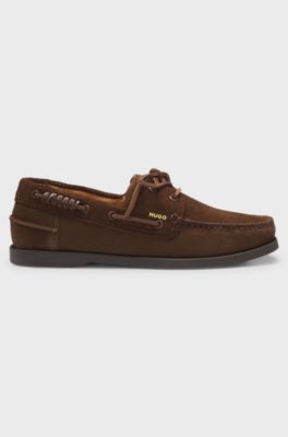 Boat shoes in mixed suedes, Brown