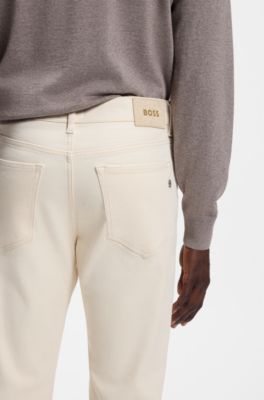 Straight-fit jeans in Italian ecru denim, Natural