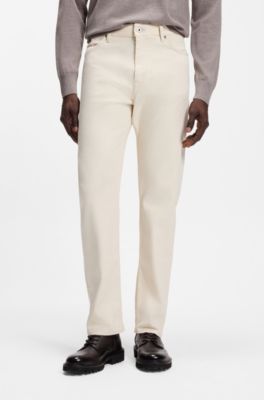 Straight-fit jeans in Italian ecru denim, Natural