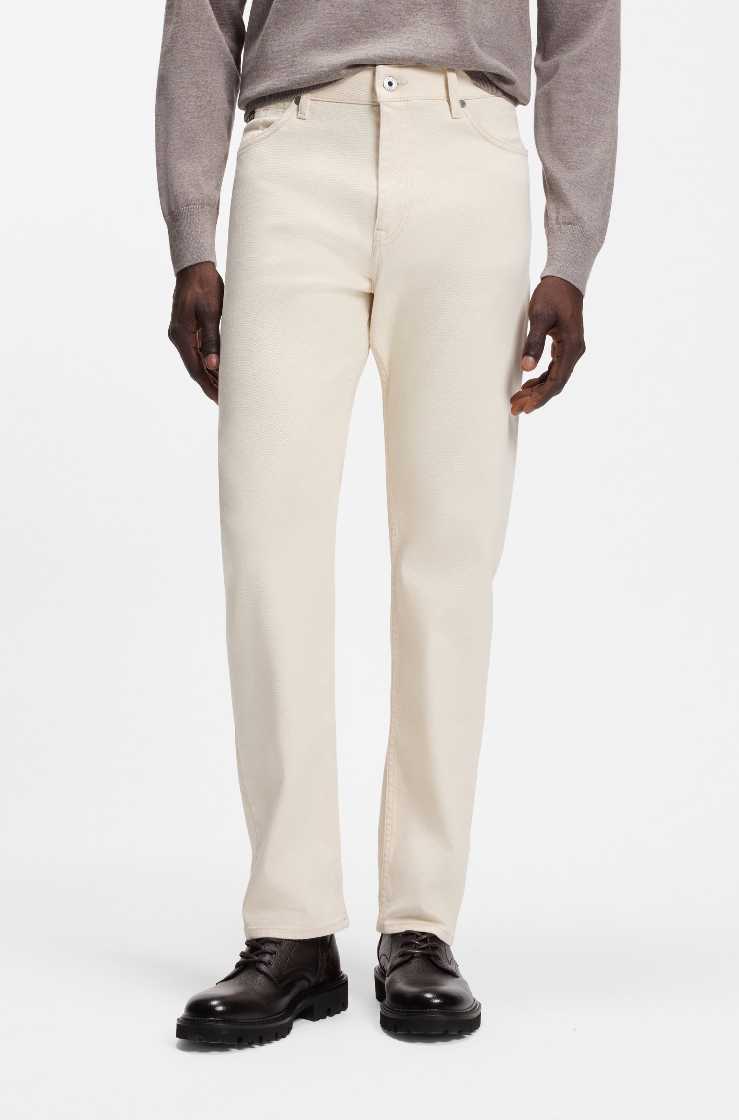 Straight-fit jeans in Italian ecru denim
