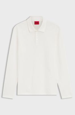 Slim-fit polo shirt in mercerised cotton, Natural
