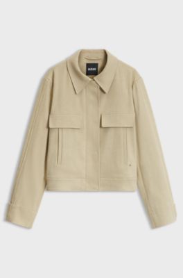 Regular-fit stretch cotton blazer, Beige