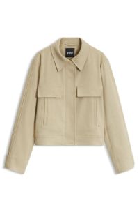 Regular-fit stretch cotton blazer, Beige